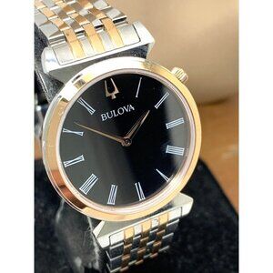 Bulova Women's Watch 98L265 Quartz Black Dial 30mm Two Tone Stainless Steel